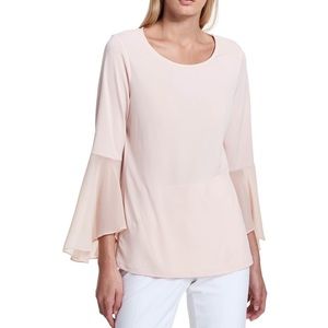 Calvin Klein Pink Ruffle Flare Sleeve Top